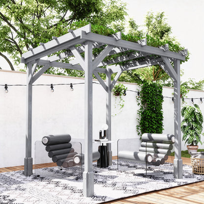 2 x 2m Wooden Pergola Kit, Garden Gazebo Shelter, Grey
