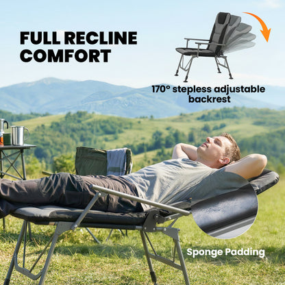 Camping Chair Reclining Padded for Adults Black