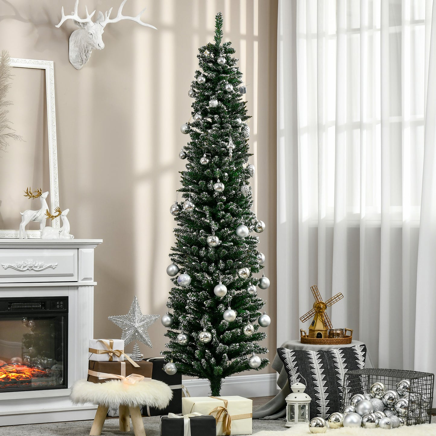 6FT Artificial Snow Dipped Christmas Tree Home Indoor Decoration Green