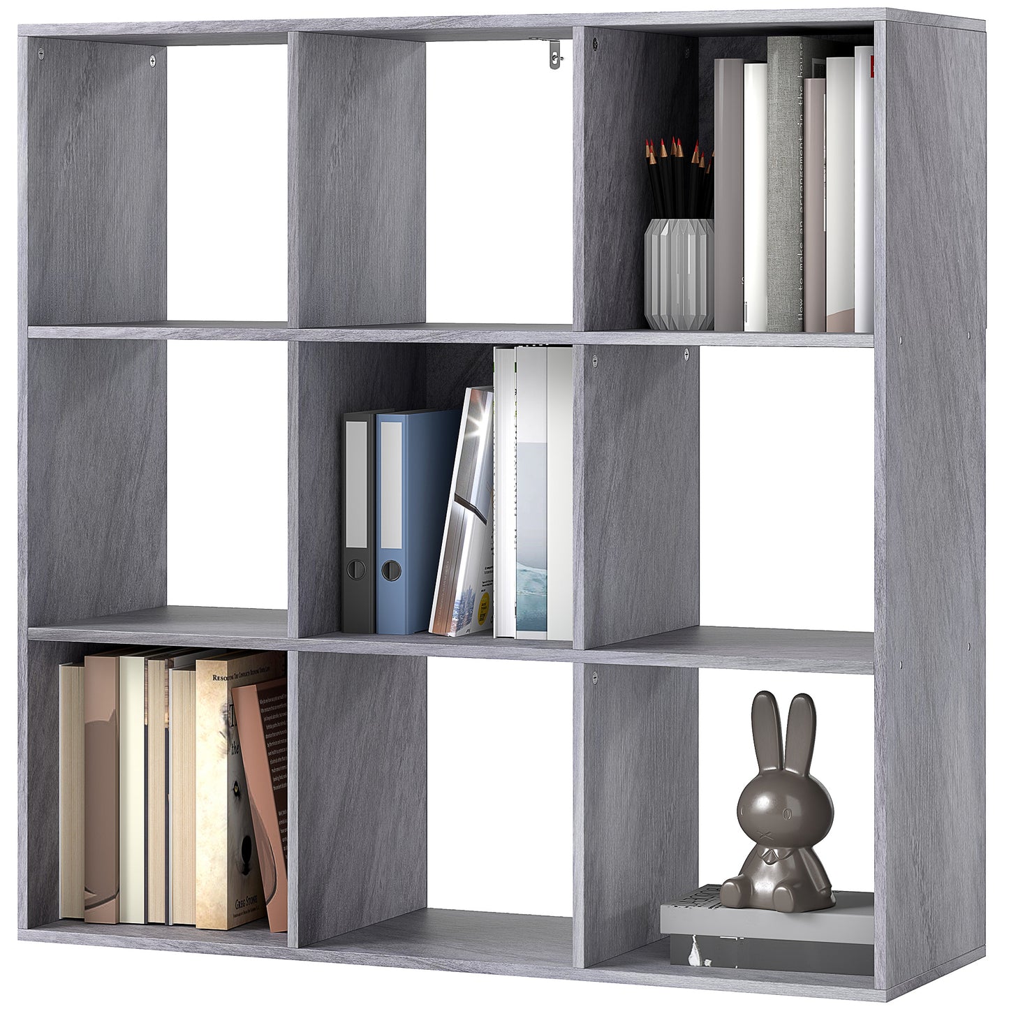 9 Cube Storage Unit Cabinet Bookcase Display Shelves, Marble Grey