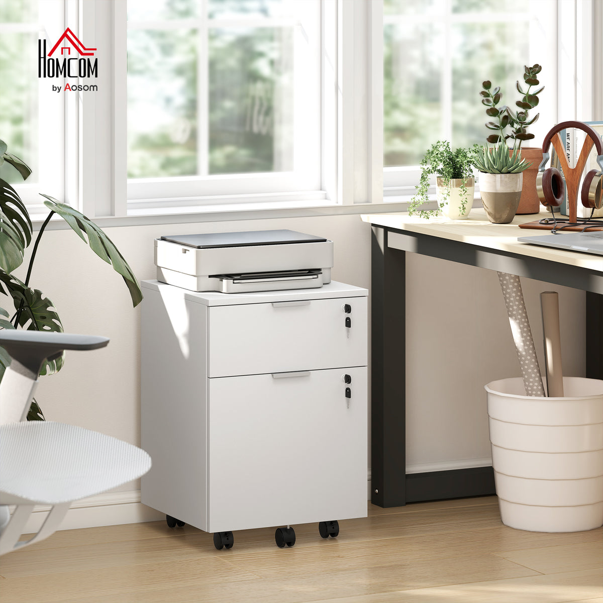 2 Drawer Filing Cabinet with Adjustable Hanging Bars for A4 and Letter