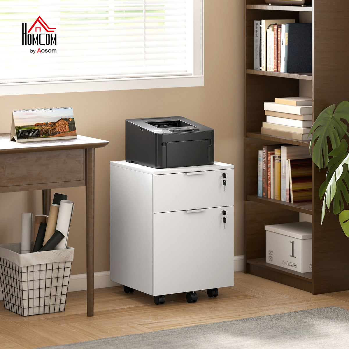 2 Drawer Filing Cabinet with Adjustable Hanging Bars for A4 and Letter