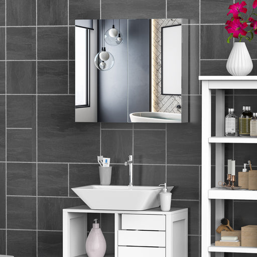 Stainless Steel Bathroom Mirror Cabinet, Double Doors,