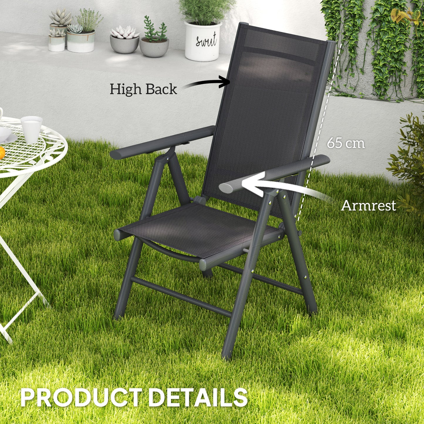 2PCS Folding Chair w/ Breathable Mesh Back and Seat, Dark Grey