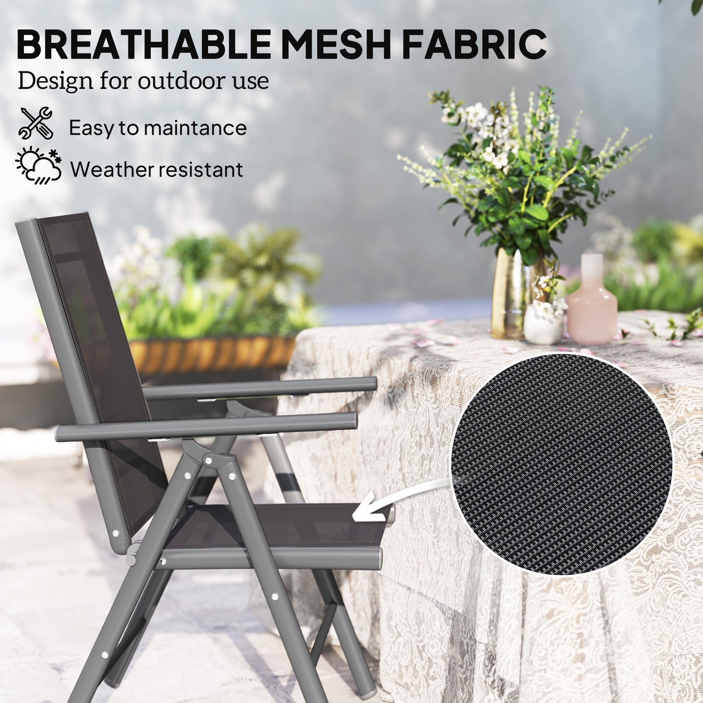 2PCS Folding Chair w/ Breathable Mesh Back and Seat, Dark Grey