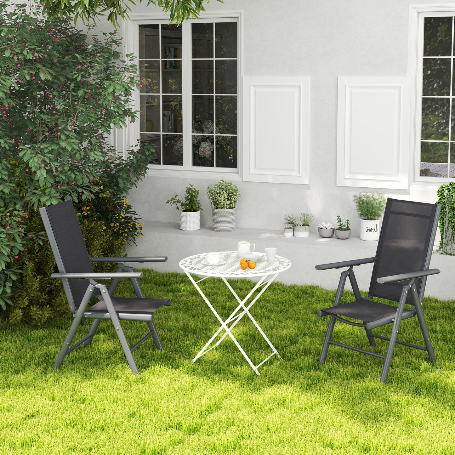 2PCS Folding Chair w/ Breathable Mesh Back and Seat, Dark Grey