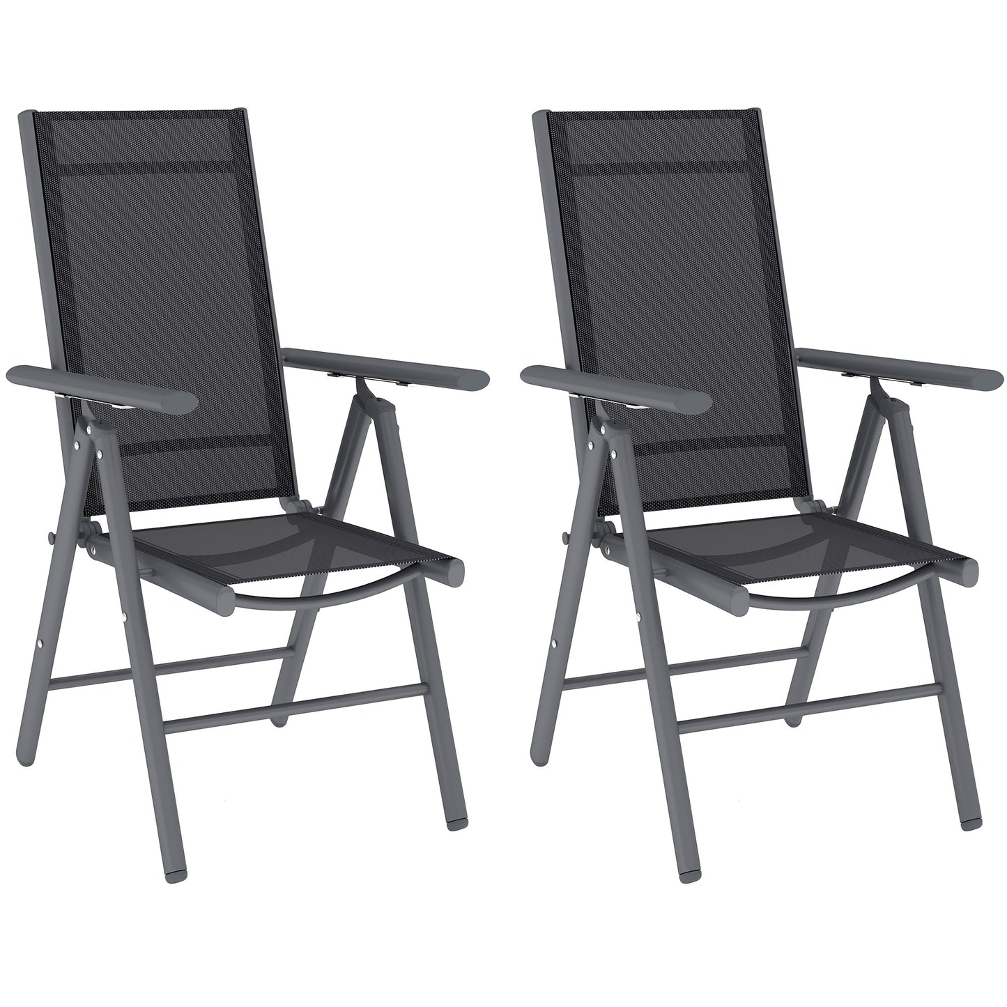 2PCS Folding Chair w/ Breathable Mesh Back and Seat, Dark Grey