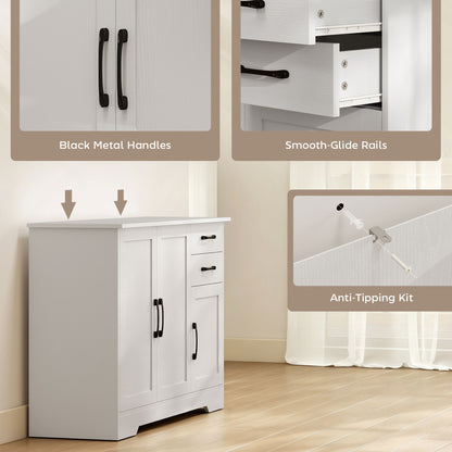 Sideboard with Soft-Close Doors, Modern Storage Cabinet White