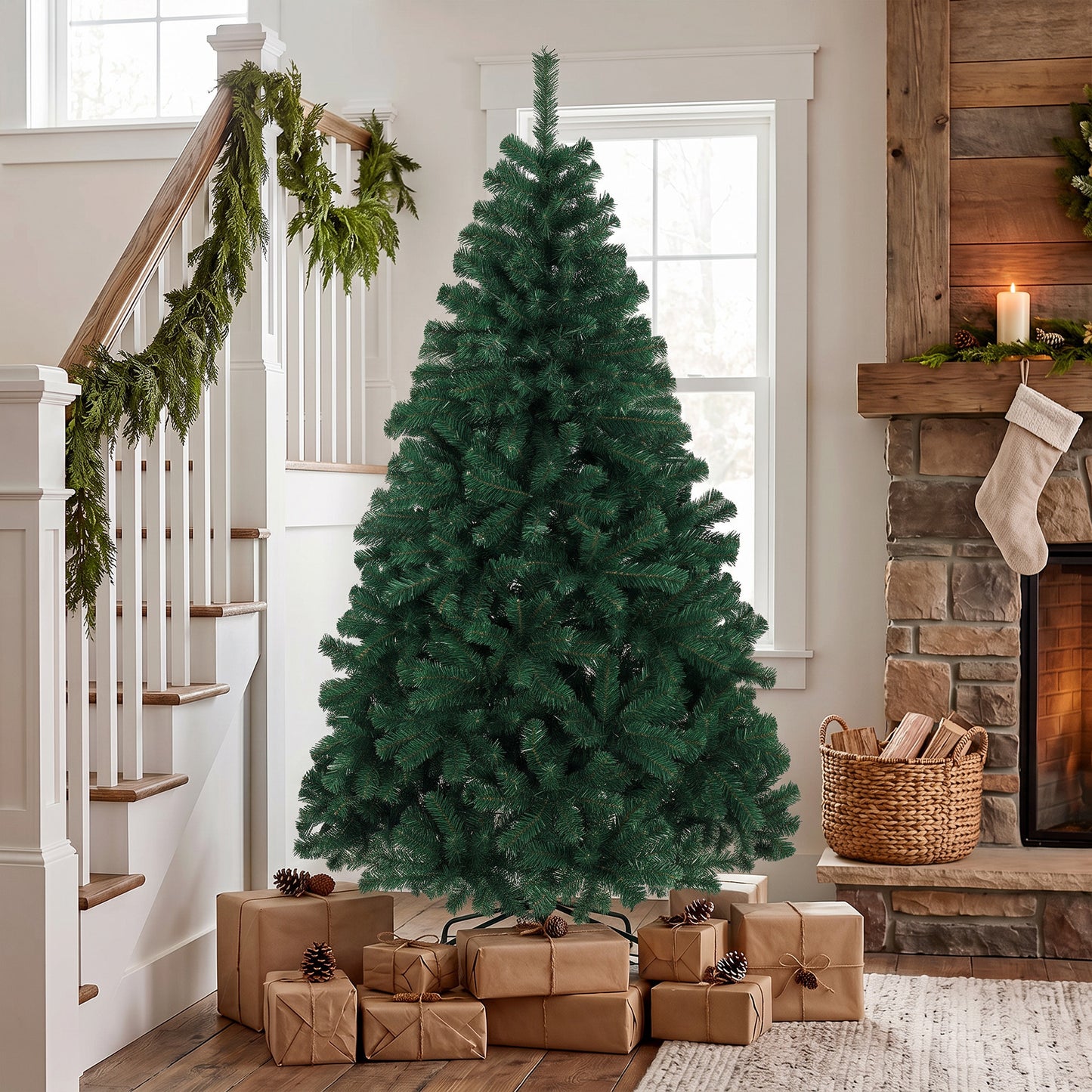 Artificial Christmas Tree with Hinged Design, 180cm Fir Tree