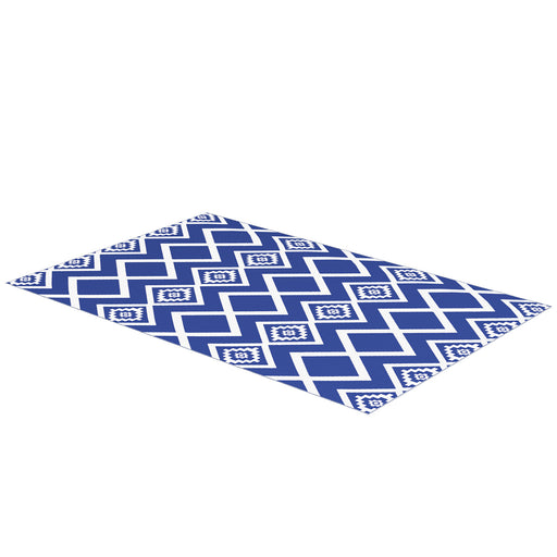 Plastic Straw Reversible RV Outdoor Rug with Carry Bag, 182 x 274cm, Blue and White