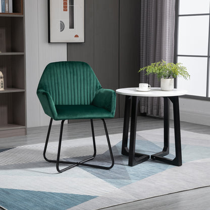 Modern Accent Chair Velvet-Feel Upholstered Lounge Armchair Green