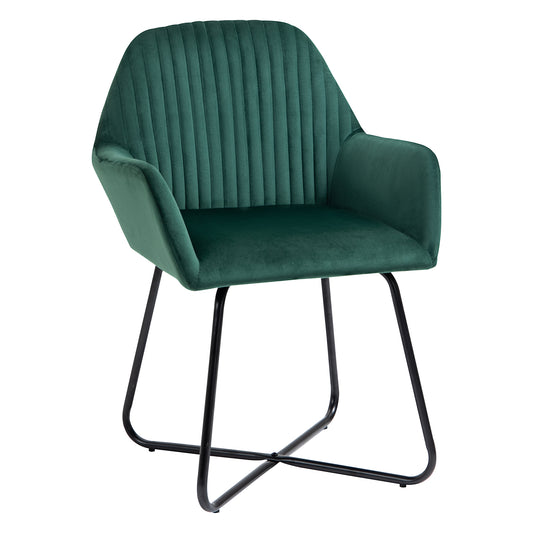 Modern Accent Chair Velvet-Feel Upholstered Lounge Armchair Green