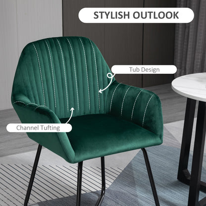 Modern Accent Chair Velvet-Feel Upholstered Lounge Armchair Green
