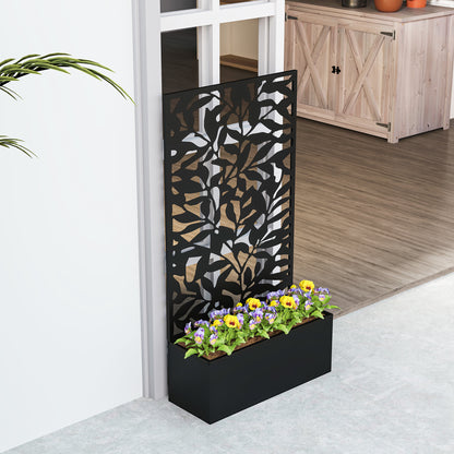 Metal Garden Bed with Trellis, Raised Planter with Privacy Panel