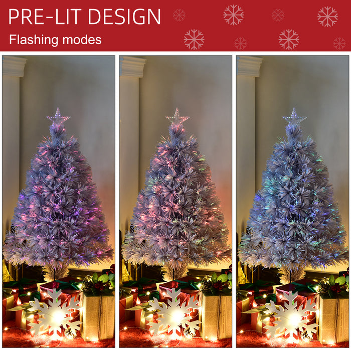 2.5FT Prelit Artificial Tabletop Christmas Tree with Fibre Optics Holiday Home Xmas Decoration for Table and Desk, White