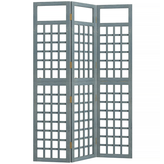 3-Panel Garden Privacy Screen, Foldable Wooden Divider, Grey