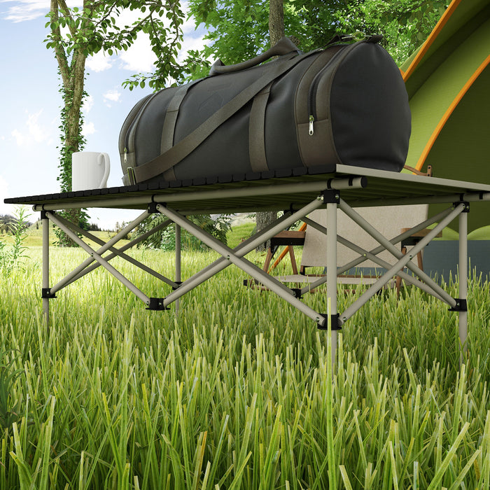 Portable Camping Table, Lightweight Folding Aluminium Picnic Table with Roll Up Top, Carry Bag for Outdoor Picnic, Hiking, Cooking