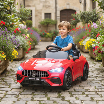 Kids Electric Car Licensed Mercedes AMG, 12V Ride On Car, Red