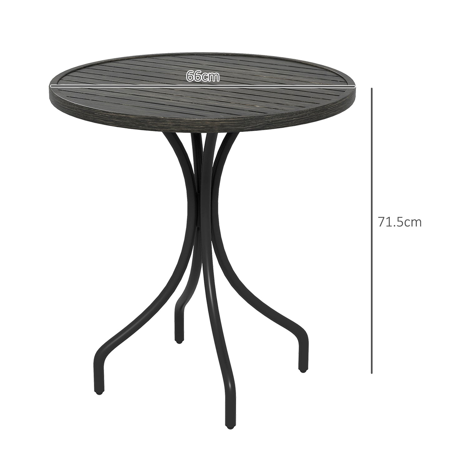 Round Garden Table Outdoor Side Table with Steel Frame Grey