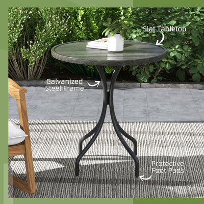 Round Garden Table Outdoor Side Table with Steel Frame Grey