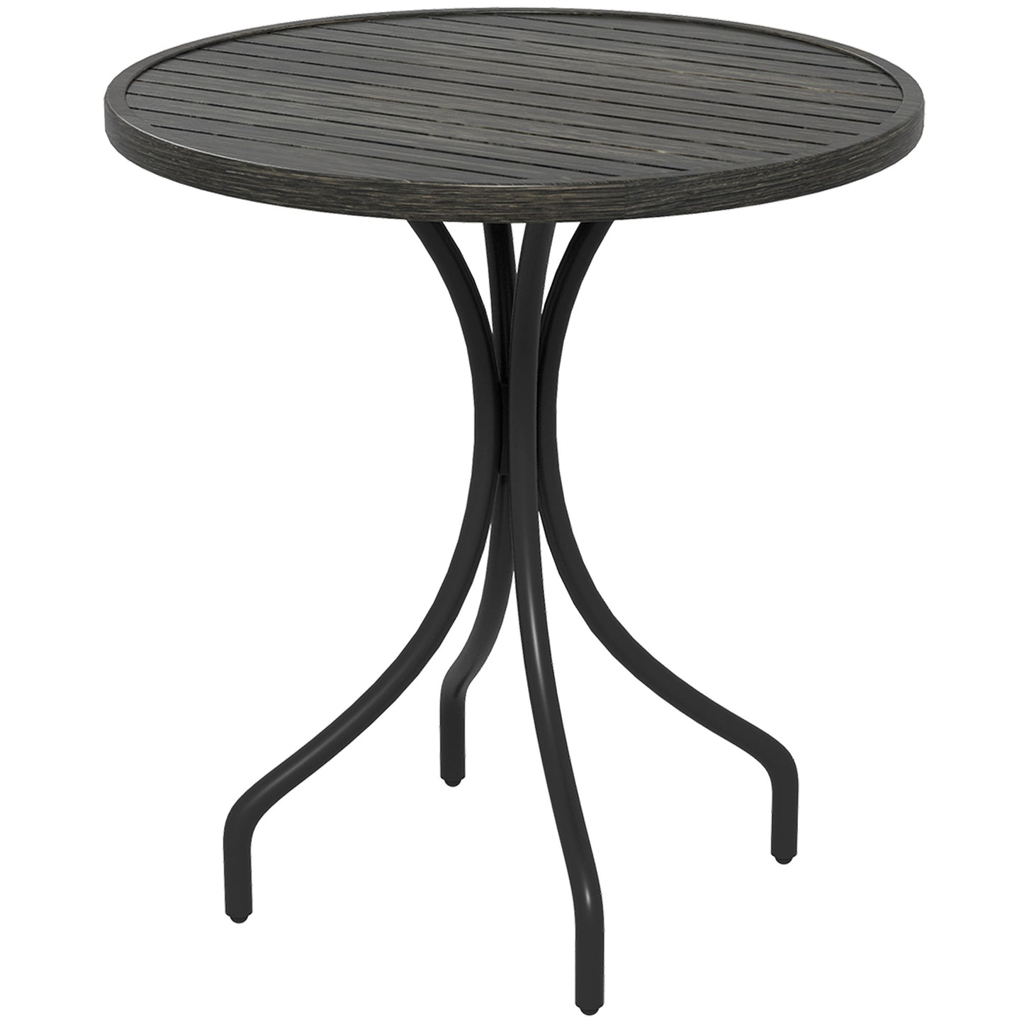 Round Garden Table Outdoor Side Table with Steel Frame Grey