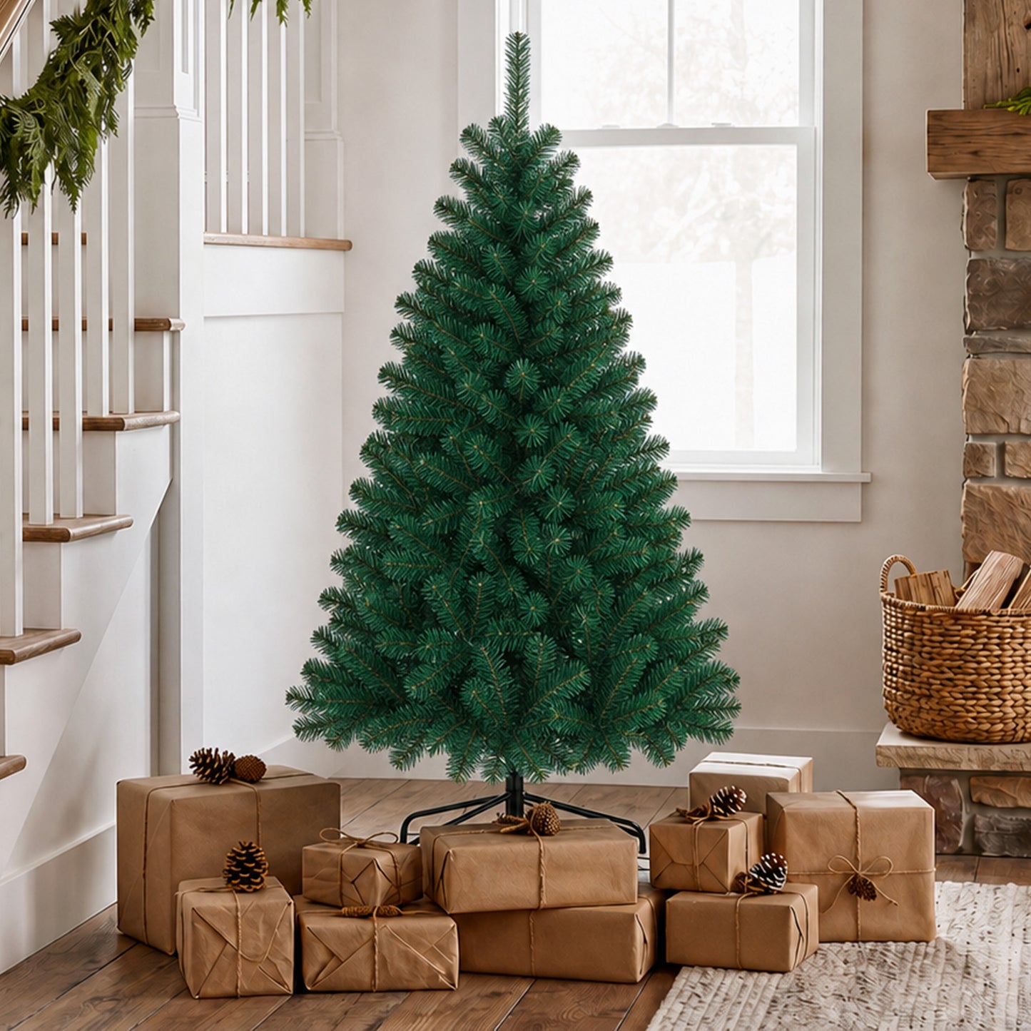 Artificial Christmas Tree with Hinged Design, 150cm Fir Tree