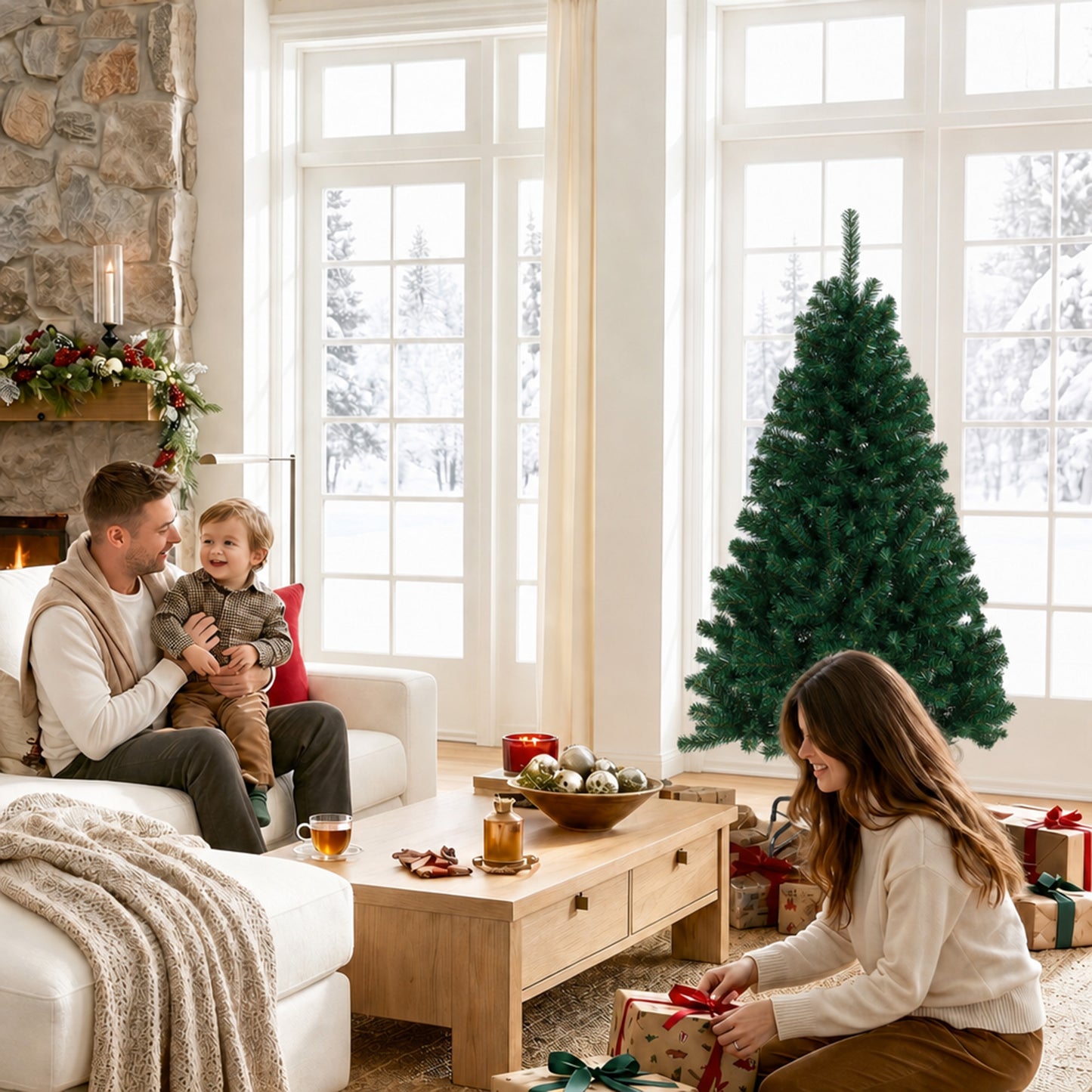Artificial Christmas Tree with Hinged Design, 150cm Fir Tree