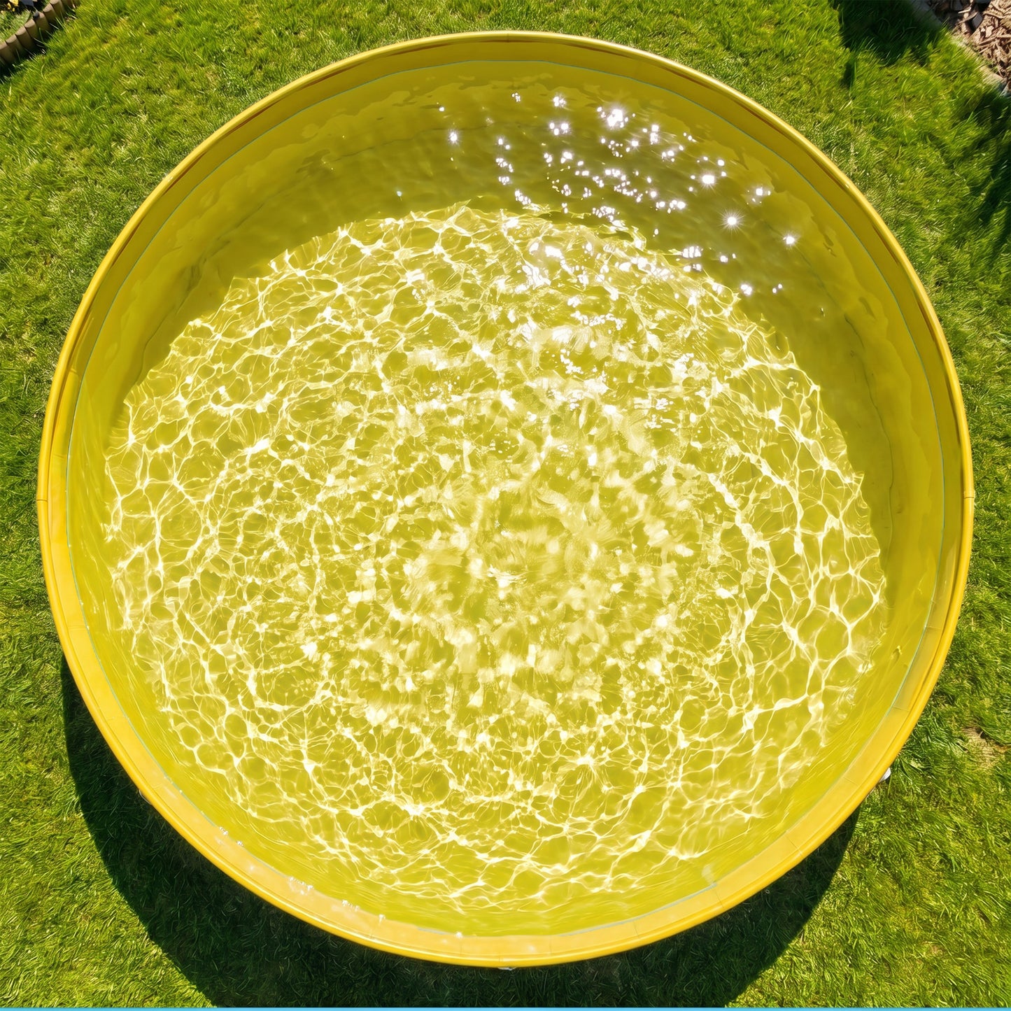 Foldable Dog Pool for Puppies and Ducks, Thickened PVC Dog Paddling Pool Bath Tub Hard Board, Anti-Slip Bottom and Hose Adapter for Easy Drainage, 160 x 30cm, Blue and Yellow