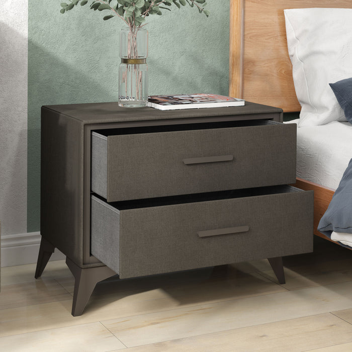 Velvet Bedside Table, Side Table with 2 Drawers, Modern Bedside Cabinet with Storage and Steel Legs for Bedroom, Living Room, Brown