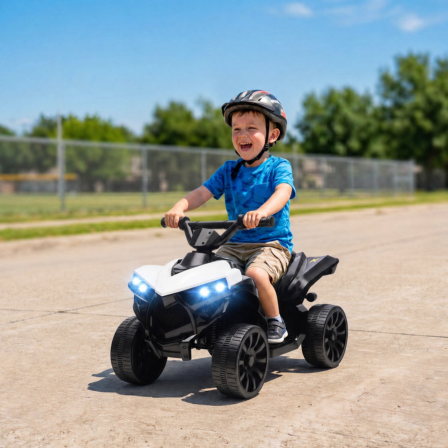 6V Kids ATV, Battery Powered Ride on Car for Ages 18-56 M, White