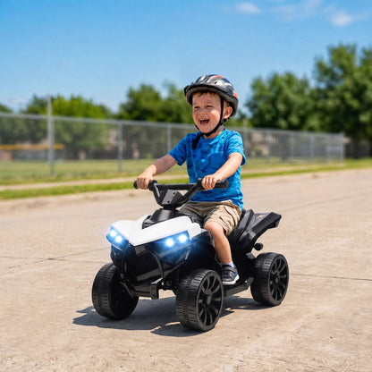 6V Kids ATV, Battery Powered Ride on Car for Ages 18-56 M, White