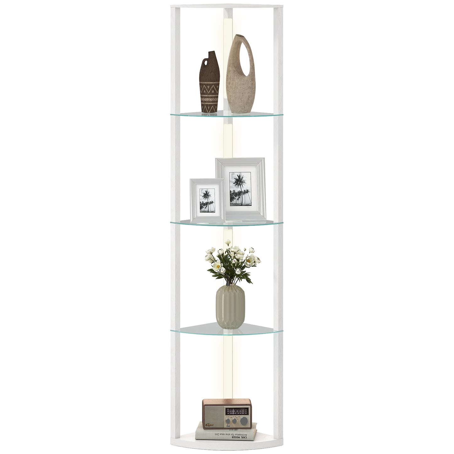 LED Floor Lamp with Shelves, Dimmable Standing Lamp with Foot Switch