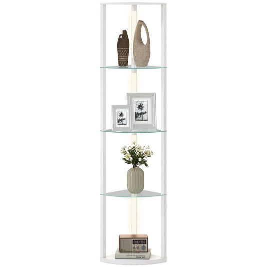 LED Floor Lamp with Shelves, Dimmable Standing Lamp with Foot Switch
