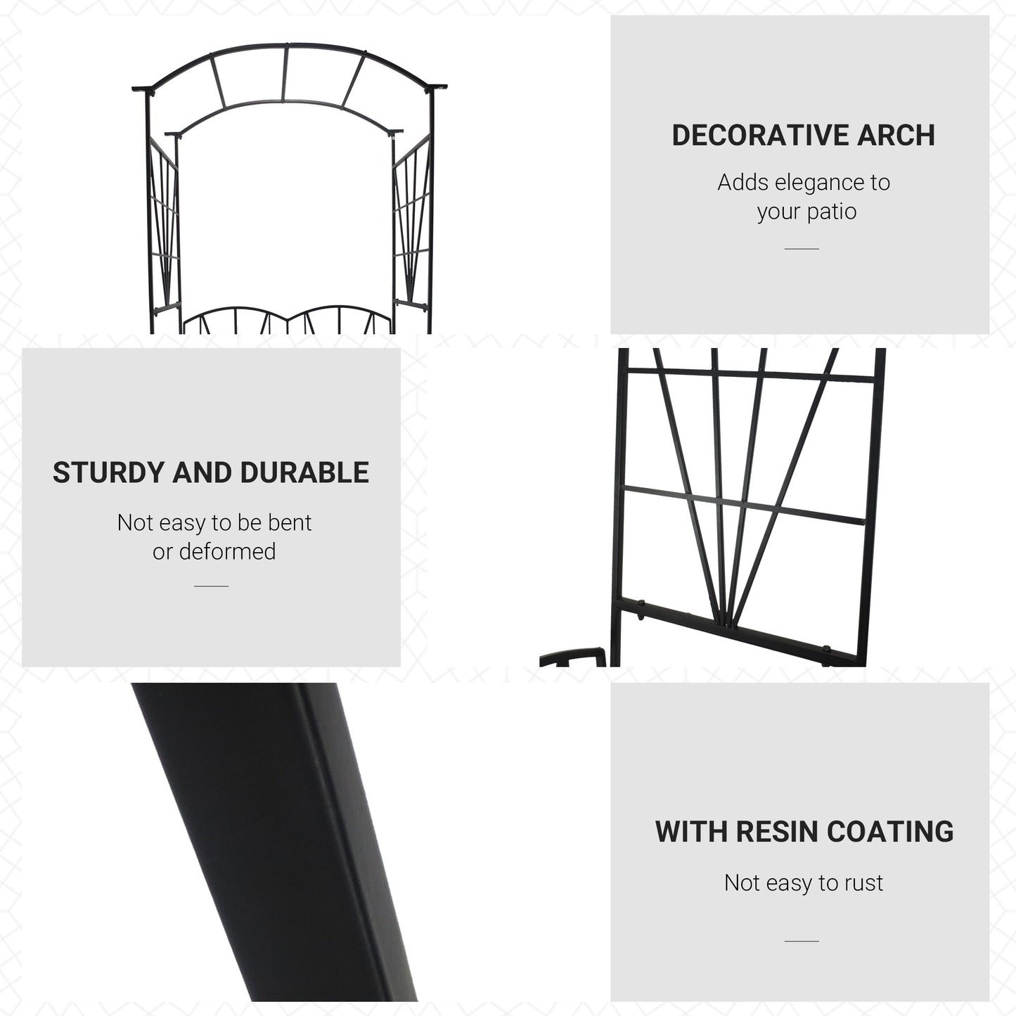 Garden Bench, Metal Garden Loveseat with Arch for Climbing Plants