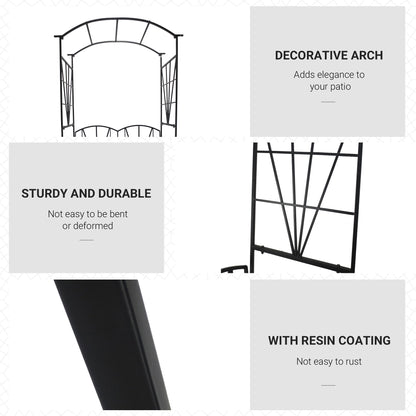 Garden Bench, Metal Garden Loveseat with Arch for Climbing Plants