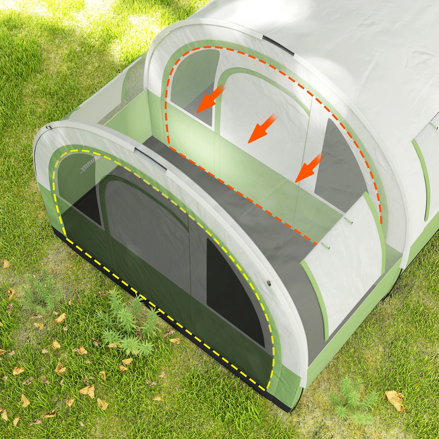 Camping Tent, 3000mm Waterproof Family Tent for 5-6 Man, Green