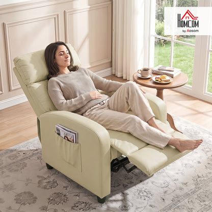 Recliner Sofa Chair PU Leather Massage Armcair w/ Remote, Cream White