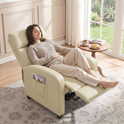 Recliner Sofa Chair PU Leather Massage Armcair w/ Remote, Cream White