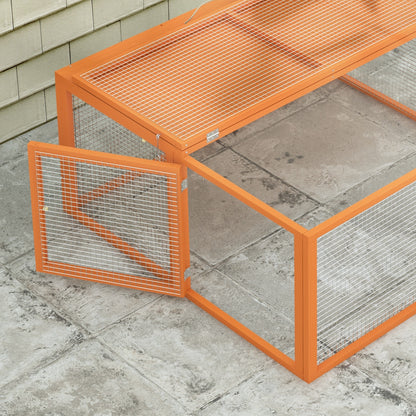 Rabbit Hutch, Folding Wooden Rabbit Run with Openable Top, Orange