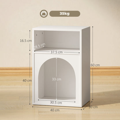 Bedside Table, Modern Bedside Cabinet with 2 Open Compartments and Unique Arch Design, Side Table for Living Room, Bedroom, White