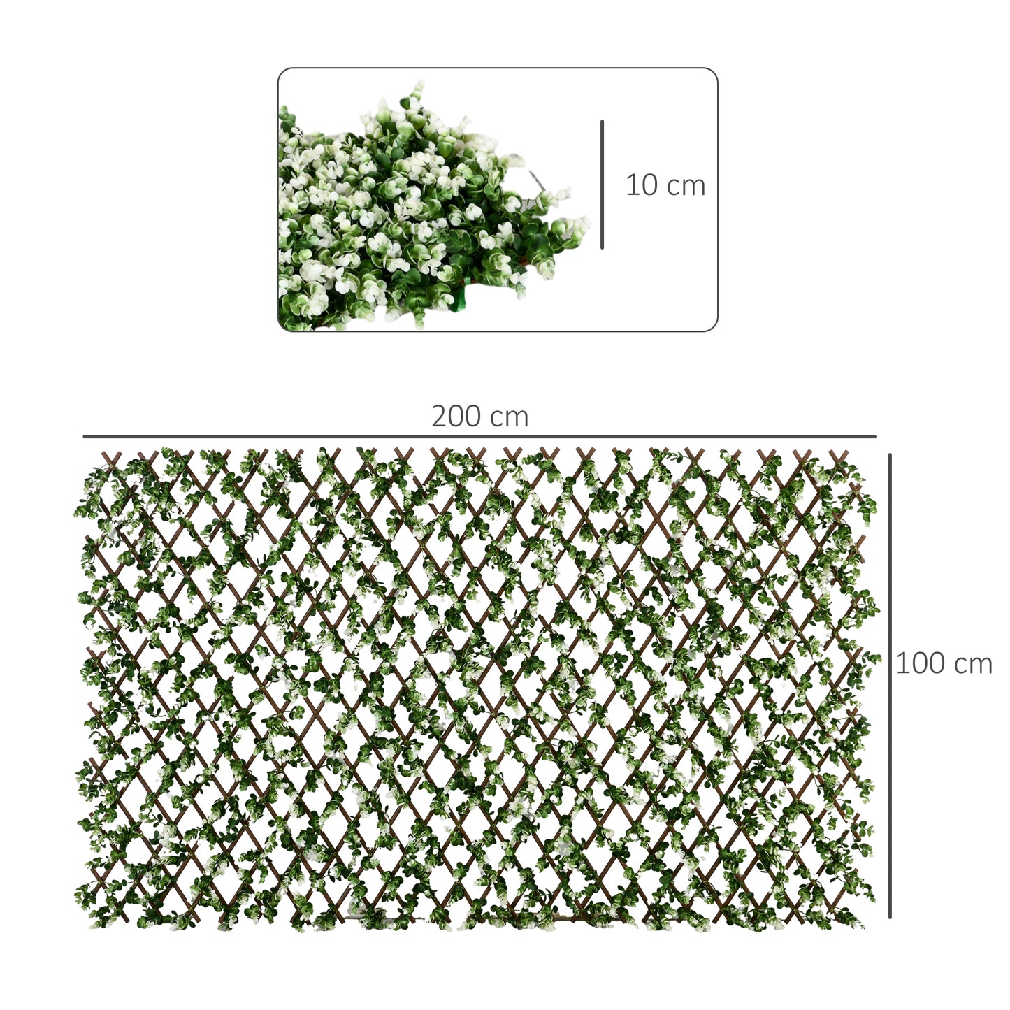 2 Pcs Expandable Faux Privacy Fence, 2 x 1m Decorative Trellis w/ Artificial Leaves, Garden Telescopic Hedge Privacy Screen Greenery Walls