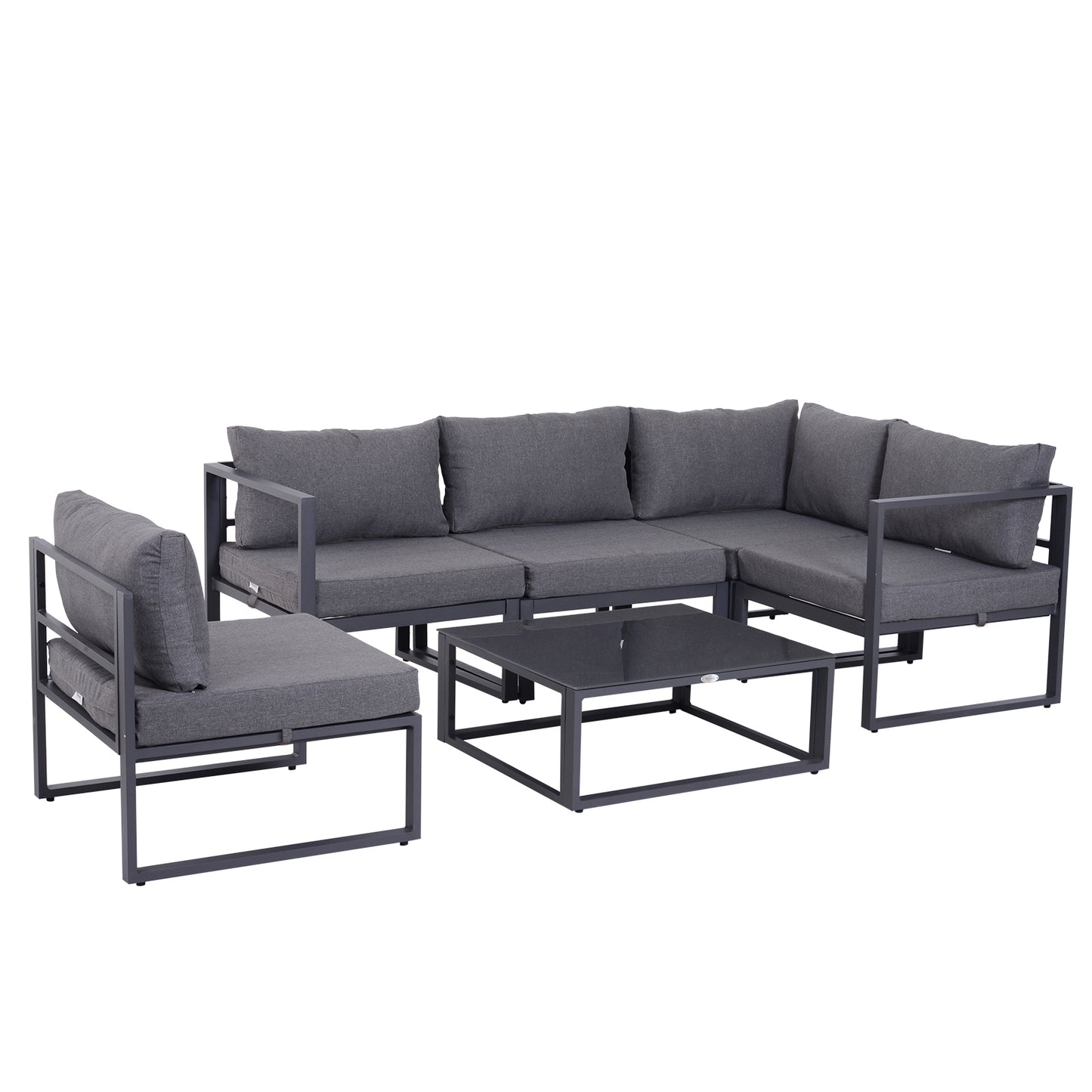 6Pcs Outdoor Sectional Sofa Set Conversation Aluminum Frame w/ Cushion