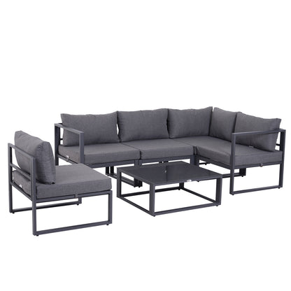 6Pcs Outdoor Sectional Sofa Set Conversation Aluminum Frame w/ Cushion