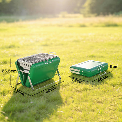 Charcoal BBQ Grill Portable with Tilting Grate Dark Green