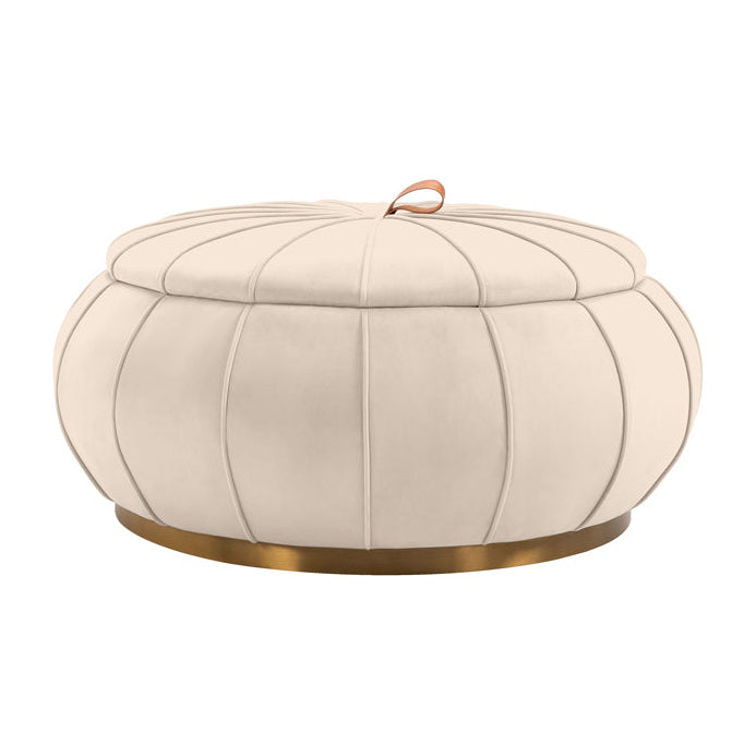 Pumpkin Storage Ottoman - Chalk - Brass Base