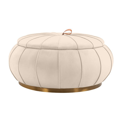 Pumpkin Storage Ottoman - Chalk - Brass Base