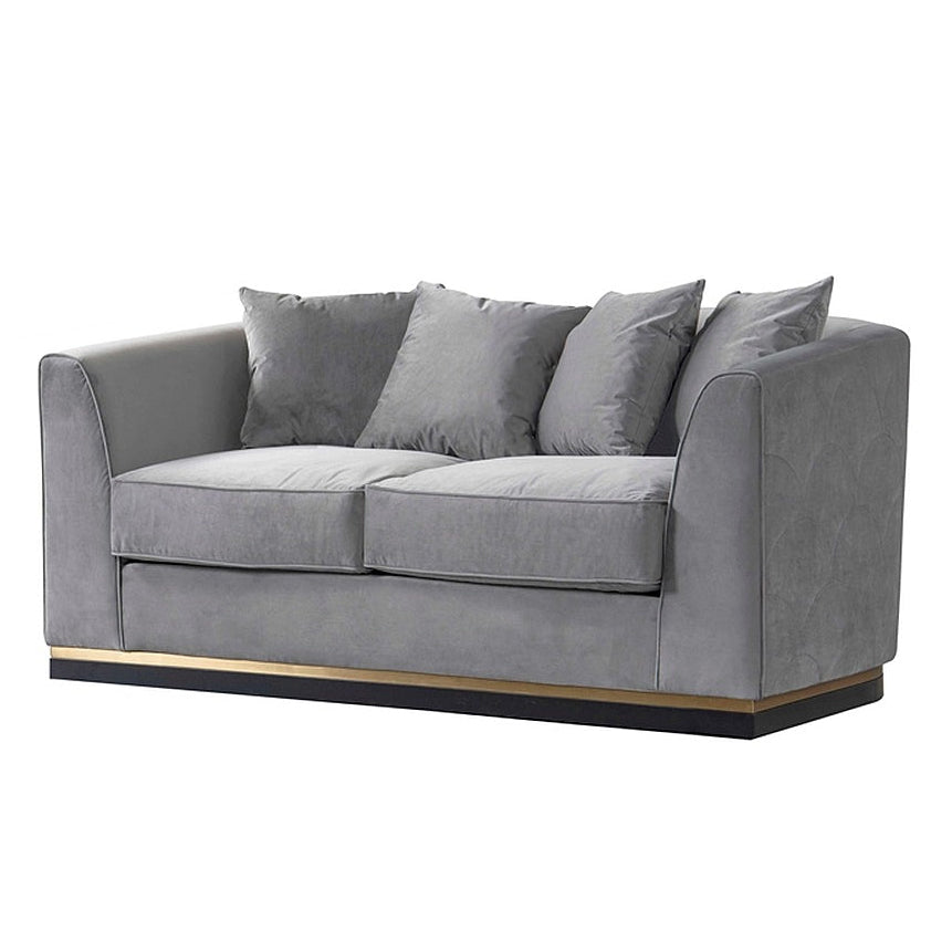 Pino Two Seat Sofa - Dove Grey - Brass Base