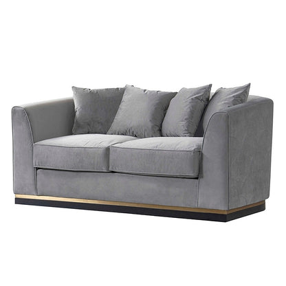 Pino Two Seat Sofa - Dove Grey - Brass Base