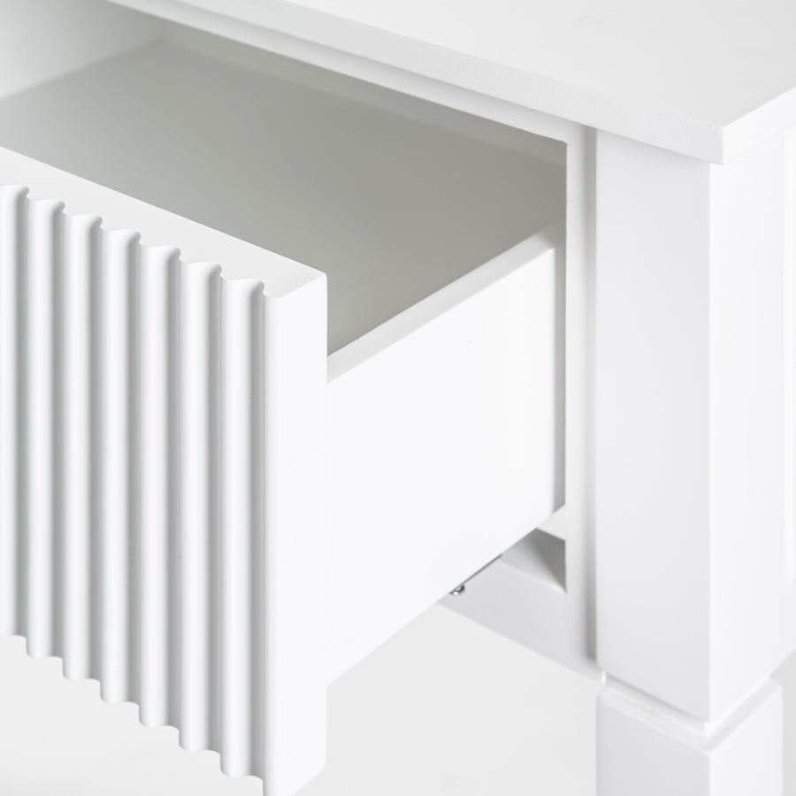 Set of 2 Heidi bedside tables and  dressing console -White -Brass/Silver