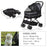 Pet Stroller Pushchair Foldable Travel Dog Cat Carriage w/ Reversible Handle Brake Basket